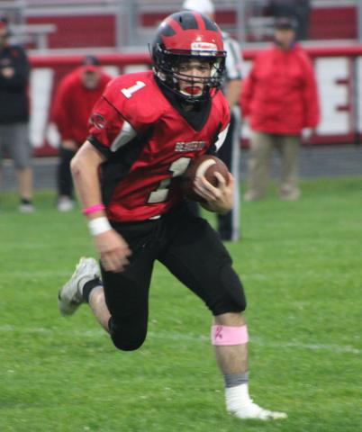 Karter Offenbecker ran for a touchdown to help the Beaverton junior varsity football team top visiting Harrison 22-0 last Thursday for the Beavers first win of the season.