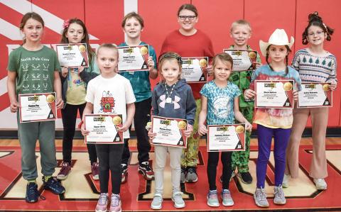 BES Students of the Month for November are, left to right: Kenlynn Nau, Brooklann Wellsted, Harper Wirth, Raegan Turskey, Marlena Grove, Danielle Cornell, Mckinley McCann, Sawyer Grove, Alexis Watters and Hadley Wehrwein.