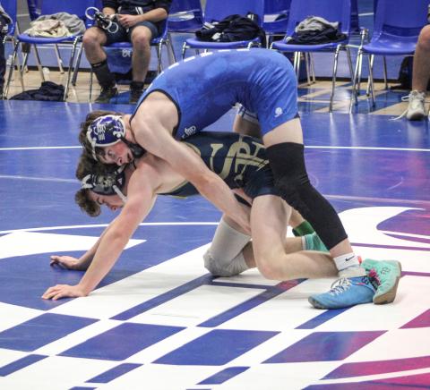 Gladwin’s Ethan Palmateer won his 100th career match last Wednesday and then took the championship at 120 Saturday at an individual tournament at Mio.