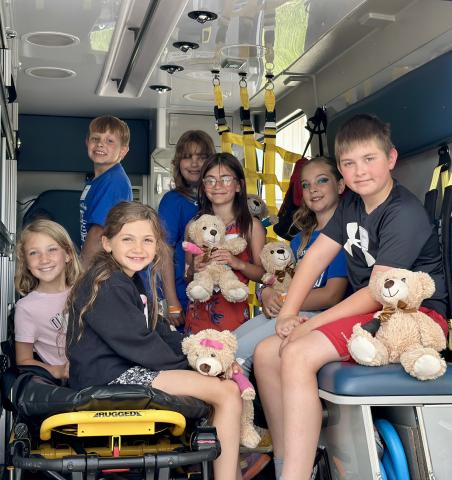 A tour of a real ambulance gives Health Occupations campers a closer look at emergency medical services.