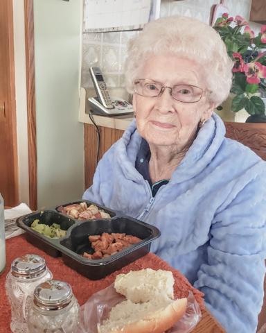 Pictured is a former client, Marian N. formerly of Gladwin, who received meal and then in-home services for seven years before she passed.