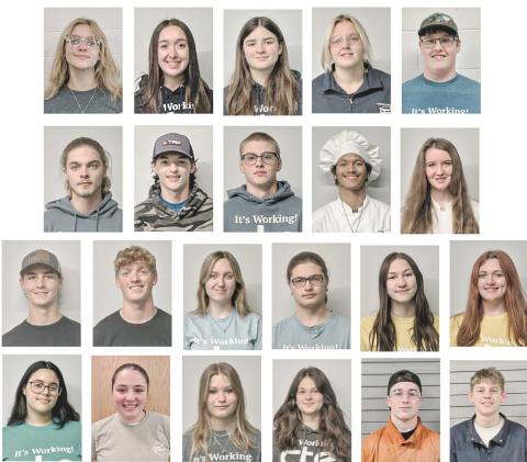 Pictured in row one: Storm Gallagher, Jordyn Schultz, Brielle McKinnon, Annmarie Green, and Riley Banfield; row two: Jesse Higgins, Hunter Thompson, Collin Foster, Kona Crump, and Akiera Corrigan; row three: Evan Lease, Michael Castle, Lana Dickerson, Austin Marshall, Gabrielle Fick, and Willow Govitz; row four: Sophie Alers Rivera, Elizabeth Whitfield, Brooklyn Zemko, Teona Naceva, Adam Cameron, and Blaine Allsop.