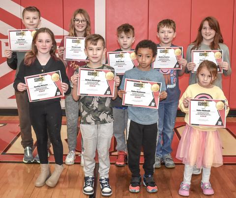 BES Students of the Month for November are: Liam Ryan, Caroline McLaren, Neveah Lewis, Delbert Shinabarger, Bodie Wood, Kaden Komlassan, Bentley Newton, Ember McDonald and Emma Knake.