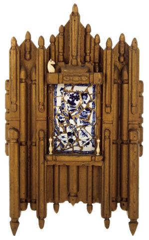Louis Thompson made mixed media pieces that often reference American history, like this wall sculpture that incorporates china from Mount Vernon. ALEX COOPER AUCTIONEERS