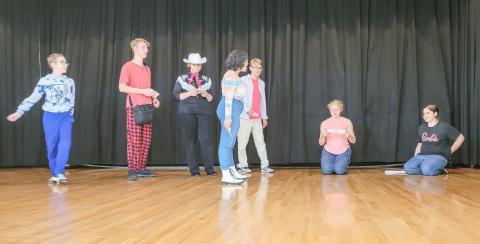 Beaverton Drama are pictured putting the finishing touches on their upcoming presentation.