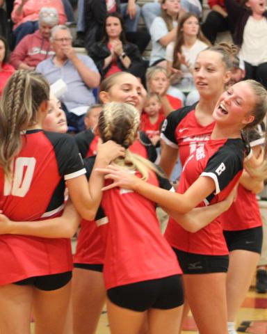 Joy filled the air at Beaverton last Wednesday night when the Beavers rallied to beat visiting St. Louis in four sets.