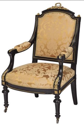 Alexander Roux signed the bronze mounts of this Victorian chair in the Louis XVI Revival style. Identifying the maker of a piece of antique furniture is not always so easy.