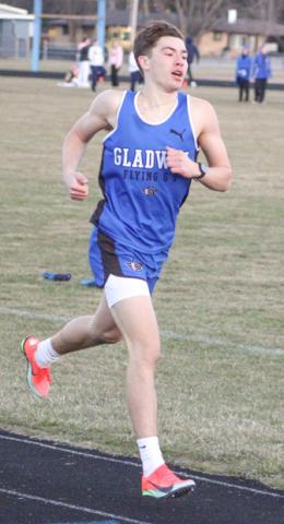 Gladwin’s Ben Verellen ran to wins in the 800 and 1600 in a Jack Pine Conference dual meet last week at Clare.