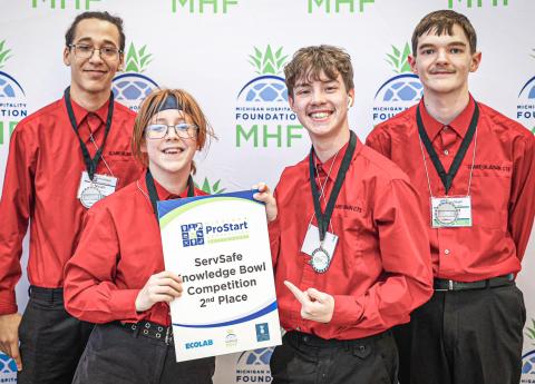 Clare-Gladwin CTE’s ServSafe Knowledge Bowl team placed second at the statewide ProStart competition. Pictured left to right: Noah Walker, Patience Fouchey, Brendan Lighthall, and RJ Saylor.