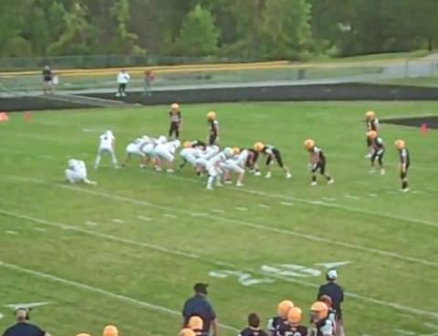 Standish-Sterling lines up to try and stop another Shepherd extra point during Friday night’s surprising 37-0 loss to the visiting Blue Jays.