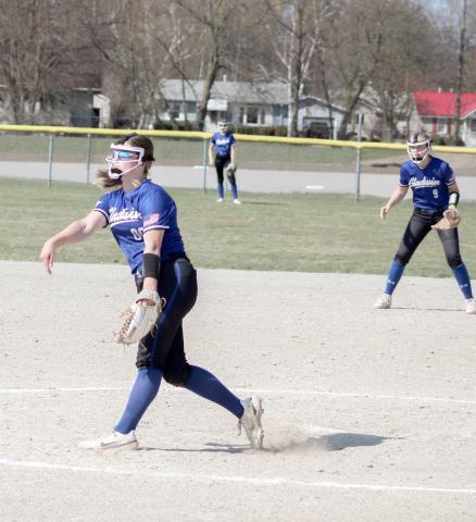 Angelica Corlew follows through after firing a strike last season. The junior is the only experienced pitcher returning to the roster this spring.