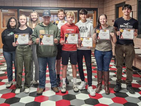 BJSHS Students of the Month for September are, left to right: Sophia Moore, Hope Vantiem, Tommie Murrell, Sean Doyle, Reed Sprague, Jack Blades, Alvaro Juarado, Ashlynn Martinson and David Abreu. Not pictured: Shelby Samuels, Abby Northrup and Sayde Woodruff.
