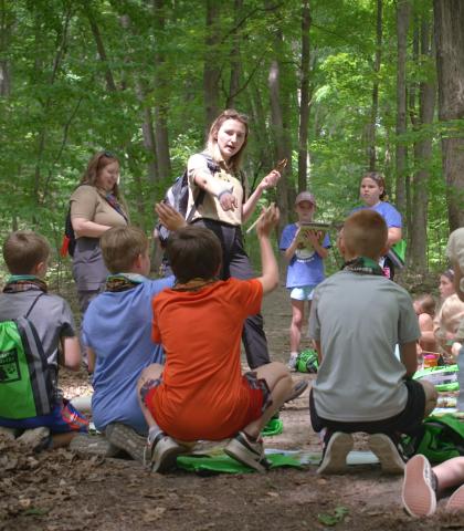 Fourth graders at a Nature Awaits program at P.J. Hoffmaster State Park north of Grand Haven. BRAD PARSONS, DEPARTMENT OF NATURAL RESOURCES