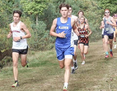 Gladwin’s Ben Verellen races to a ninth-place finish at the Blue Jay Invitational Saturday at Shepherd.