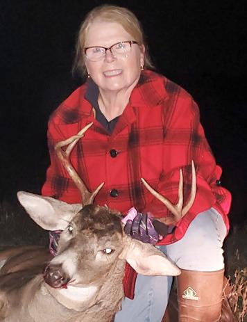 Cindy Jones harvested her first archery buck, a 7-point, and her biggest ever, on November 1 at The Jones Ranch. A perfect broadside 45-yard double lung shot. It didn’t go very far. She was accompanied by her husband, Chuck Jones, who was able to grunt him into range.