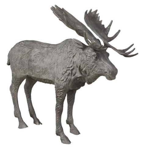 This life-sized zinc figure of a moose brings the majesty of the animal kingdom to your garden – without the risk a real moose would present.