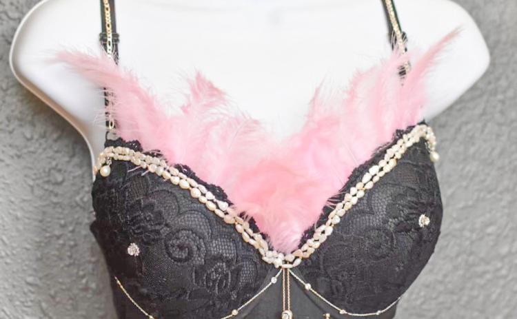 “Survivor Jewels,” valued at $4,000, has been donated and decorated by J.D. Jewelers of Gladwin. It is one of several bras that will be auctioned off during the MyMichigan Medical Center Gladwin’s Bra-La-La event on Thursday, Oct. 24 at the Riverwalk Place in Gladwin.