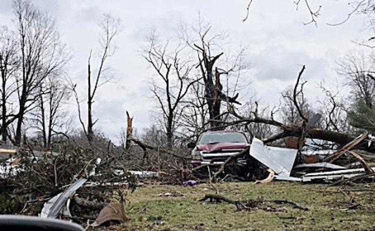 The aftermath of an EF-2 tornado that left destruction in Three Rivers. COURTESY OF ALEIA TODD