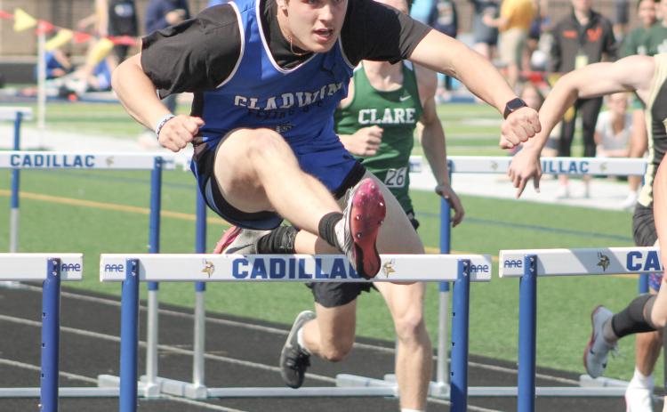Gladwin’s Colton Pfenninger hurdled his way to the state meet Friday at the Division 2 regional at Cadillac.