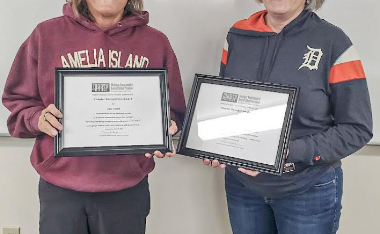 Pictured are Jen Todd and Denise Windy who received MARSP-Gladwin County Chapter service awards.
