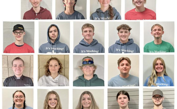 Pictured in first row, left to right: Logan Corrigan, Cienna “Cam” Bates, Hope Van Tiem and AnnMarie: second row: Nicholas McClain, Ethan Morford, Adin Drake, Matthew Mast and Gabriel Lewis; third row: Malcolm Crawford, Emma Churchfield, Dawson Aldrich, Ashton Kiger and Madison McClenathen; and fourth row: Destiny Breece, Braylin Orton, Kaitlyn Willetts, Chloe Roper and Joe Gendregske.