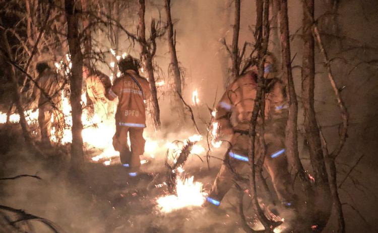 Firefighters fight a wildfire in Newaygo County. DEPARTMENT OF NATURAL RESOURCES