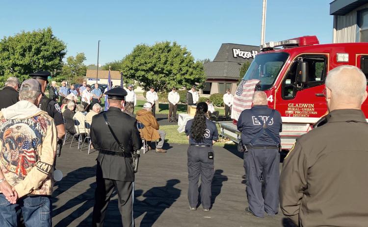 Law enforcement and other first responders gathered with members of the public Friday morning at the Gladwin Fire Station for a ceremony commemorating the 25th anniversary of the 9/11 terrorist attacks.