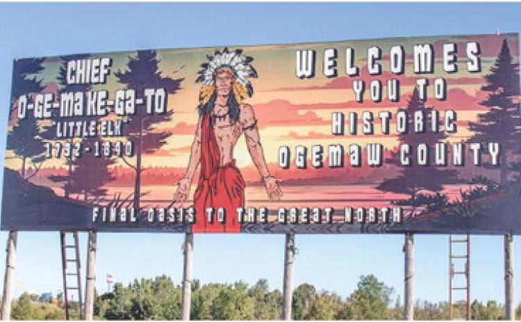 The new billboard welcoming expressway drivers to Ogemaw County.