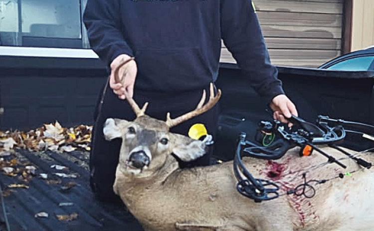 Jordan Goodwin, age 15, shot an 8-point buck, in Sage Township on Oct. 17, 2026.