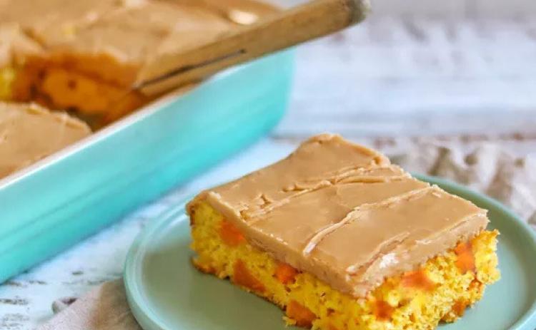 Peach Cake with Brown Sugar Icing