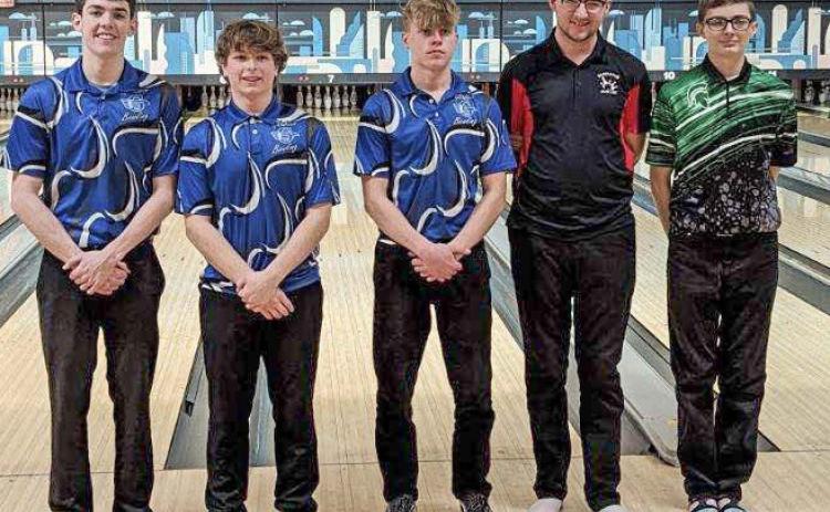 Pictured left to right, champion Brady Weston (Gladwin), JR Phillips (Gladwin), Harvey Zelt (Gladwin), Alex Greer (Beaverton), and Griffin Morin (Pinconning).