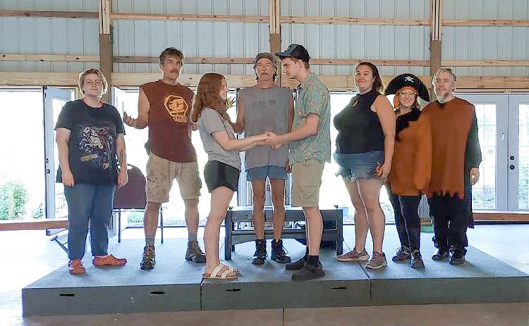 Gladwin Area Friends of the Theatre (GAFT) cast at rehearsal for The Fantasticks.