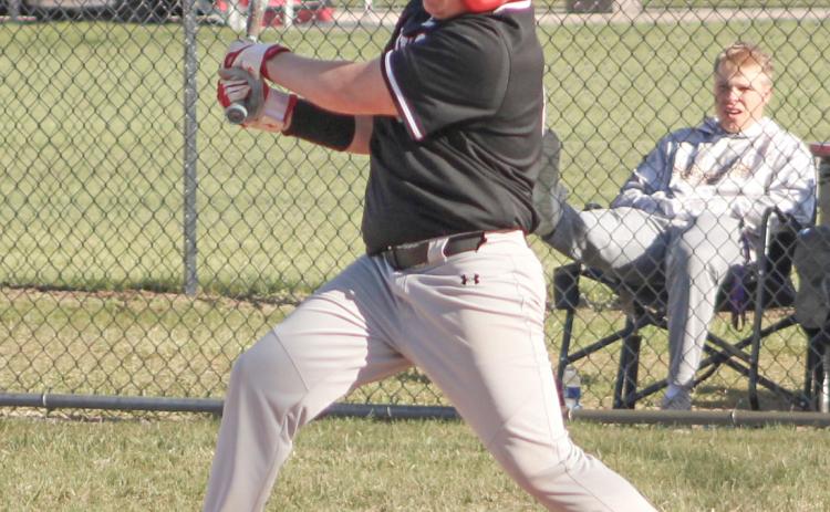Beaverton’s Cameron Oard fouls one off during last week’s doubleheader with visiting Standish.