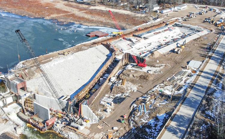 Aerial view of Secord Dam from earlier this year.