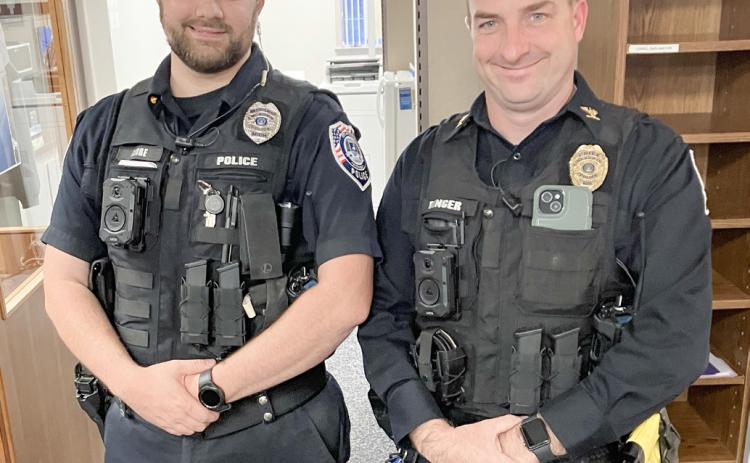 Gladwin Police Chief Kyle Binger (right) introduced the department’s newest addition, Officer Sean Gerbe, at the Regular Meeting of the Gladwin City Council Monday night.