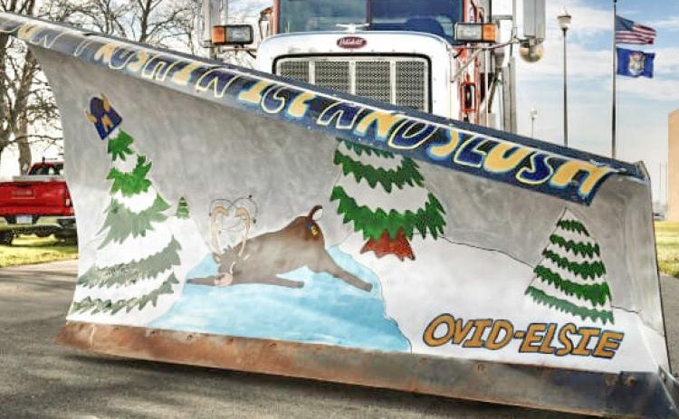 Ovid-Elsie High School honors art students completed a design for the 20232024 pilot season of MDOT’s Paint the Plow program, incorporating the safety message, “Don’t rush in ice and slush.”