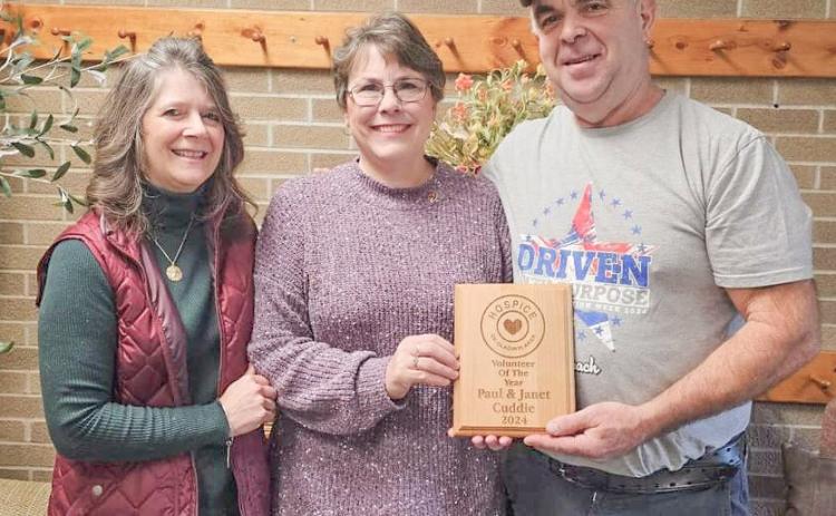Pictured from left to right: Kelly Como, Janet and Paul Cuddie. Inset photo: Kelly Como and Josh Mason.