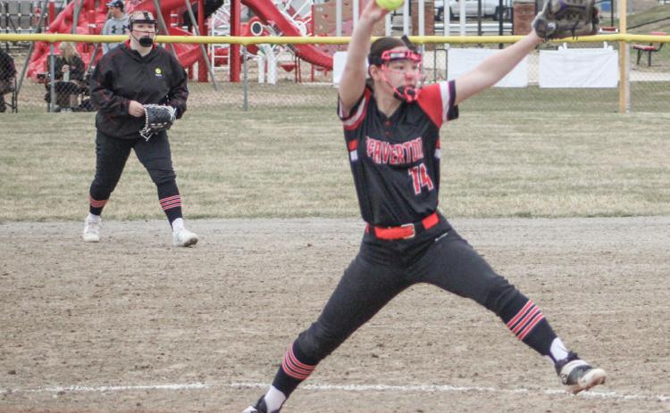 Beaverton pitcher Emily McCann delivers during Friday’s doubleheader split with visiting Oscoda.