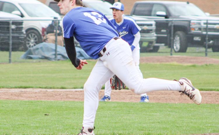 Karter Phillips pitched a two-hitter in Gladwin’s 5-0 victory over Farwell in the  first game of a doubleheader last Wednesday..