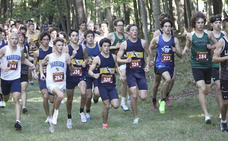 The varsity boys are off and running Wednesday at the beginning of the Jack Pine Conference jamboree at the Gladwin County Recreation Area.