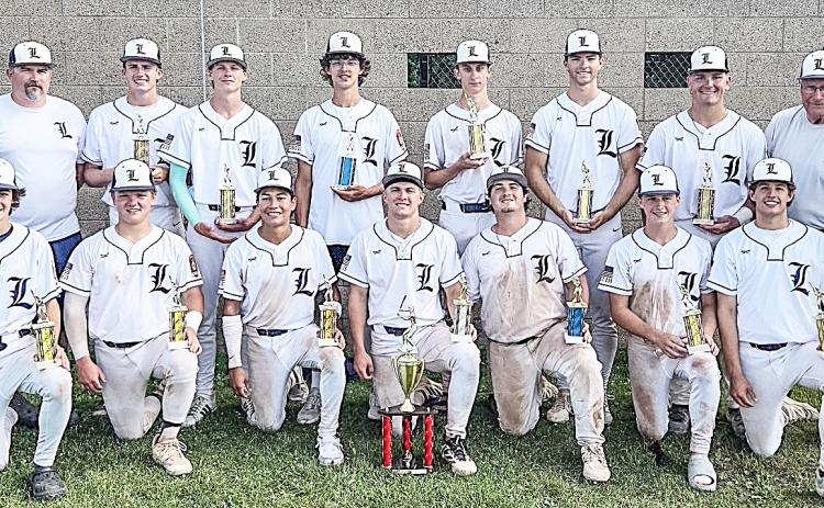 The Linwood Post 239 FAAST Summer Classic Champions are pictured in back row: coaches Hunter Merillat and Josh Higgins; Brady Bowen, Brennen Pease, Robby Mularz, Dakota Inda, Nathan Foret, Kaden Gerzseny; coaches Terry and Scott Brokoff. Front row: Brody Riedlinger, Ethan Helinski, Jose Costilla, Dane Alexander, Liam Rump, Trent Bowen, and Charlie Maze. Missing players are Brady Vrable, Aydin VanEver, Carter McLaren, Dominik Mulder, Braxton Heuker, and Walker Sian.