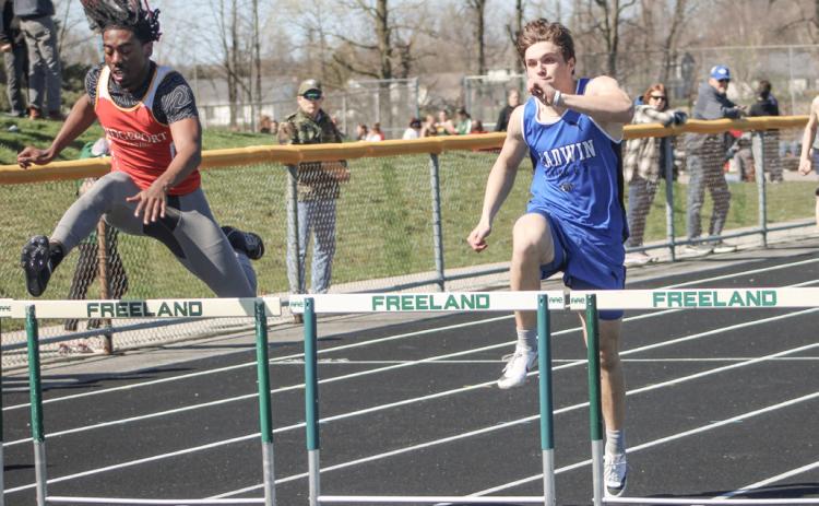 Gladwin’s Colton Pfenninger won both the 110 and 300 hurdles to help the Flying G’s win twice last week.