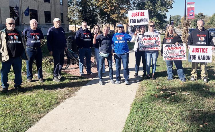 Family members and friends of the late Aaron Eagleson gathered on the lawn in front of the County Courthouse last Wednesday demanding “Justice for Aaron.”