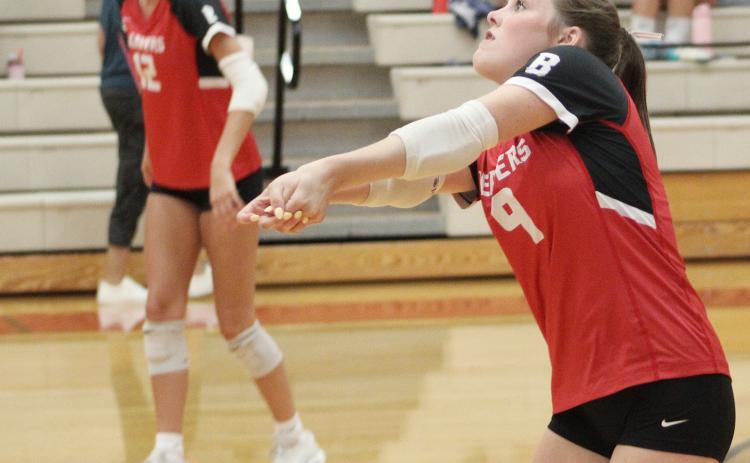 Beaverton’s Reagan Loar passes a serve during last week’s home-opener. The Beavers swept through Saginaw United and then Saginaw Nouvel.