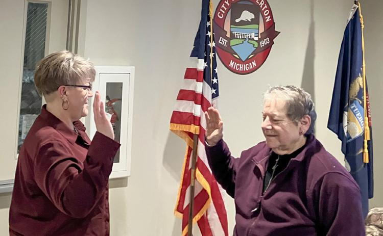City Manager Shannon Sirpilla swore in Christine Gerace, who was re-elected to her position.