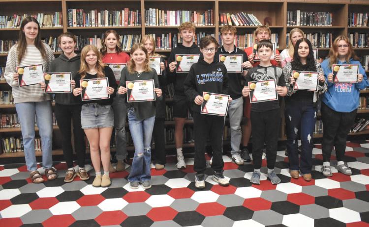 April’s BJSHS Students of the Month include: Taryn Roberts, Ashliegh Sites, Jocelynn Spencer, Jaley Stoike, Cecilia Coppola, Jo Corlew, Jack Blades, Anthony Griffin, Caden Snyder, Brady Cross, James Andrist, Liberty Dillion, Aubree Favel and Elizabeth Drews. Not pictured are Deygan Grzesiak and Sophia Ouellette.