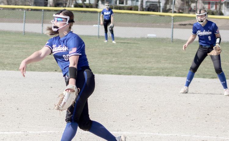 Angelica Corlew follows through after firing a strike last season. The junior is the only experienced pitcher returning to the roster this spring.
