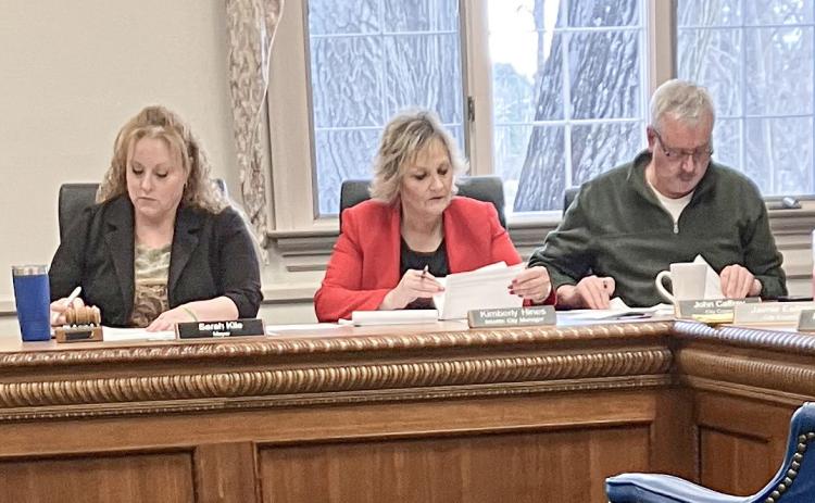 Interim City Administrator Kimberly Hines had a seat at the table between Mayor Sarah Kile and Council Member John Caffrey Monday at the Regular Meeting of the Gladwin City Council.