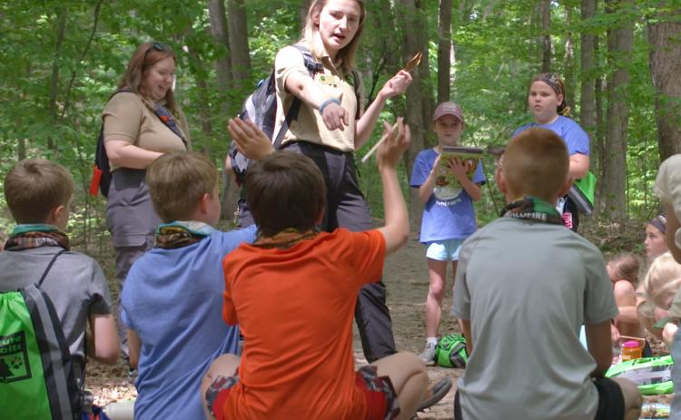 Fourth graders at a Nature Awaits program at P.J. Hoffmaster State Park north of Grand Haven. BRAD PARSONS, DEPARTMENT OF NATURAL RESOURCES