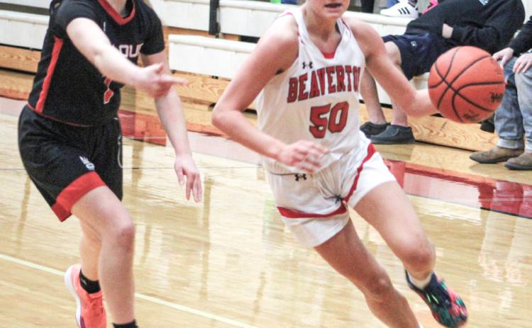 Beaverton’s Myah Hubble sprints toward the basket during last Wednesday night’s overtime loss to St. Louis.